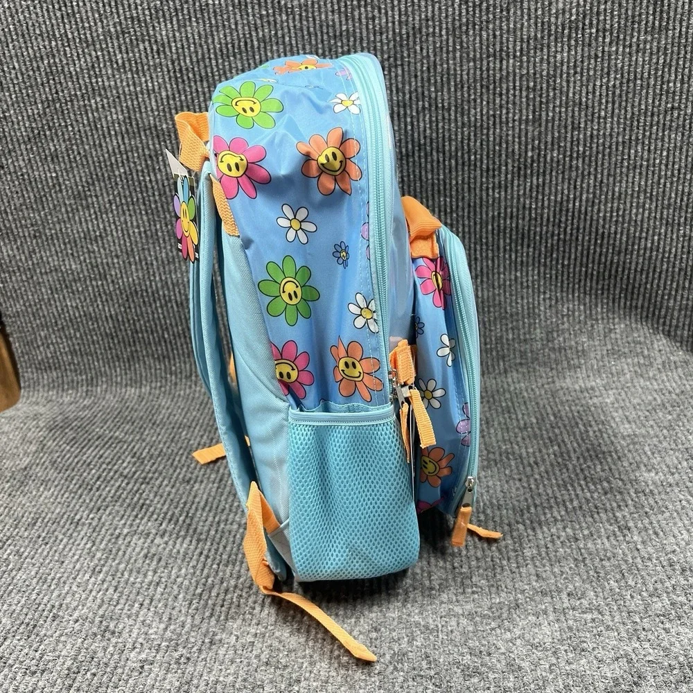 Smiling Daisy Girls Backpack Lunch‎ Box Bag School Travel Bag 16x12 Blue Zippers